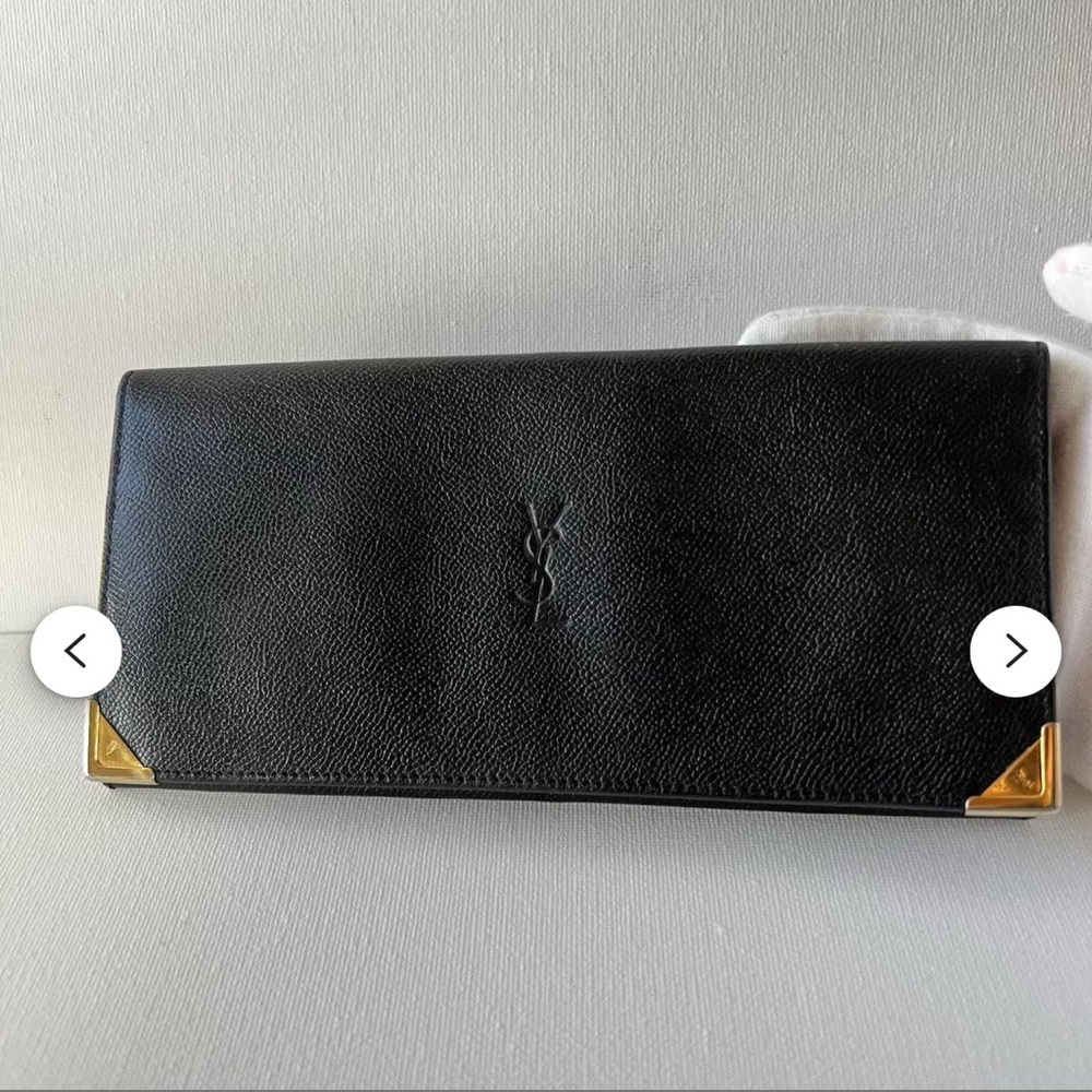 Vintage Yves Saint Laurent YSL Black Leather Cassandra Long Bifold Wallet EUC - Picture 11 of 16